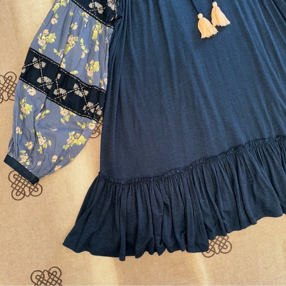 Free People NWT! Women'S Mix It Up Floral Beaded Tunic Dress Or Blouse In Black - Picture 5 of 17